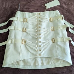 [NWT] Dion Lee White Gold Hardware Buckle Strap Laced Slider Mini Skirt Szn4